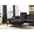 ECKSOFA in Echtleder Grau  195/308 cm  - Schwarz/Grau, Design, Leder/Metall (195/308cm) - Dieter Knoll
