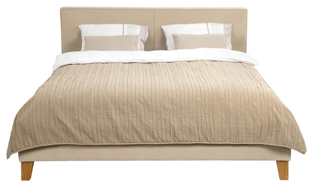 POLSTERBETT Creme 180/200 cm  - Eichefarben/Creme, MODERN, Holz/Textil (180/200cm) - MID.YOU