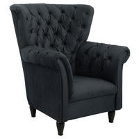 SESSEL Velours Anthrazit  - Anthrazit/Schwarz, Design, Holz/Textil (96/112/86cm) - MID.YOU