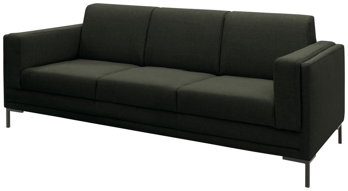 3-SITZER-SOFA Webstoff Dunkelgrün  - Dunkelgrün/Silberfarben, Design, Textil/Metall (210/82/90cm) - LOOKS by W.Joop