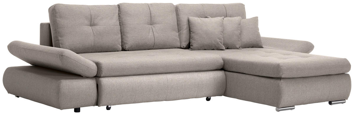 ECKSOFA in Webstoff Beige  - Chromfarben/Beige, Design, Kunststoff/Textil (302/187cm) - Carryhome