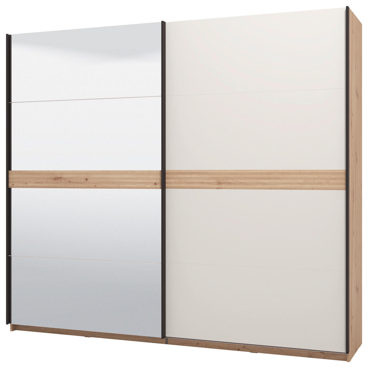 SKRIŇA S POS. DVER. – HOR.VED, kašmírová, dub artisan, 245/217/62 cm - čierna/kašmírová, Konventionell, kov/kompozitné drevo (245/217/62cm) - Xora