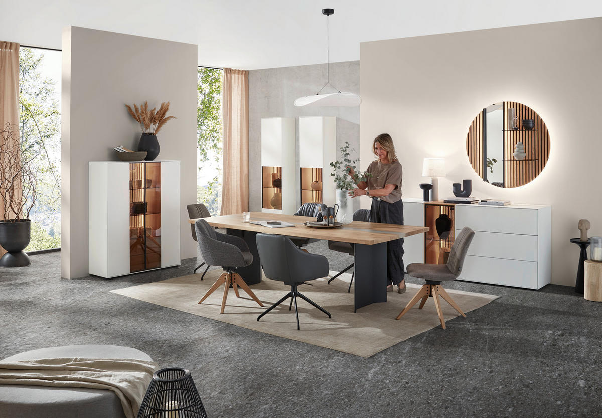 ESSTISCH Kerneiche rechteckig Eichefarben  - Eichefarben/Anthrazit, Natur, Holz (190/95/76cm) - Valnatura