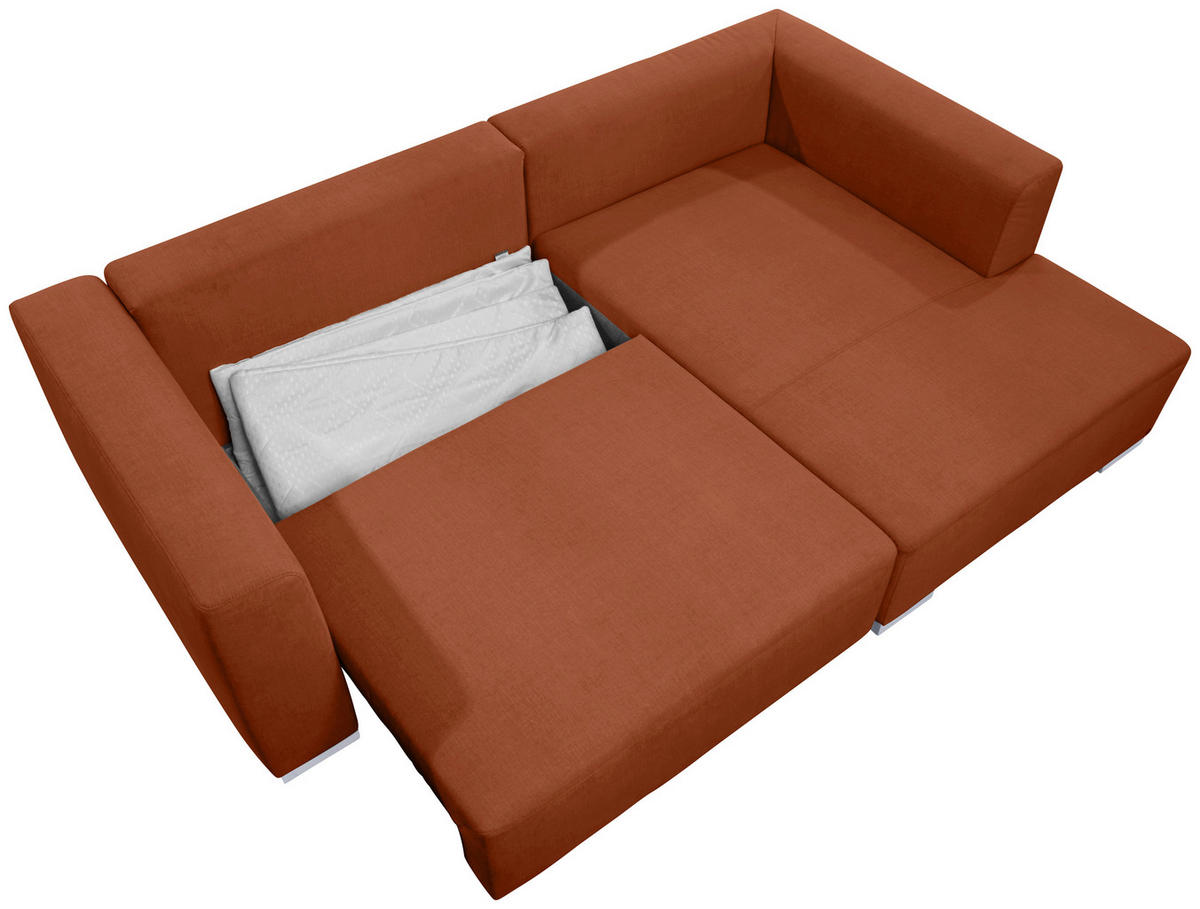 ECKSOFA inkl. Funktion Heaven Terracotta Flachgewebe  - Chromfarben/Terracotta, KONVENTIONELL, Textil/Metall (242/162cm) - Tom Tailor
