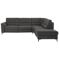 ECKSOFA Echtleder Dunkelgrau  - Dunkelgrau/Schwarz, Konventionell, Leder/Metall (290/249cm) - Beldomo Premium