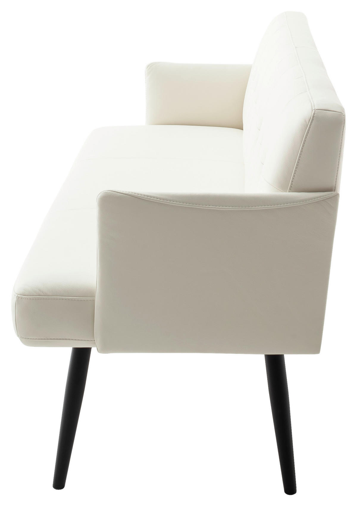 SITZBANK 207/85/69 cm Lederlook Weiß Metall  - Schwarz/Weiß, Design, Textil/Metall (207/85/69cm) - Johann Jakob
