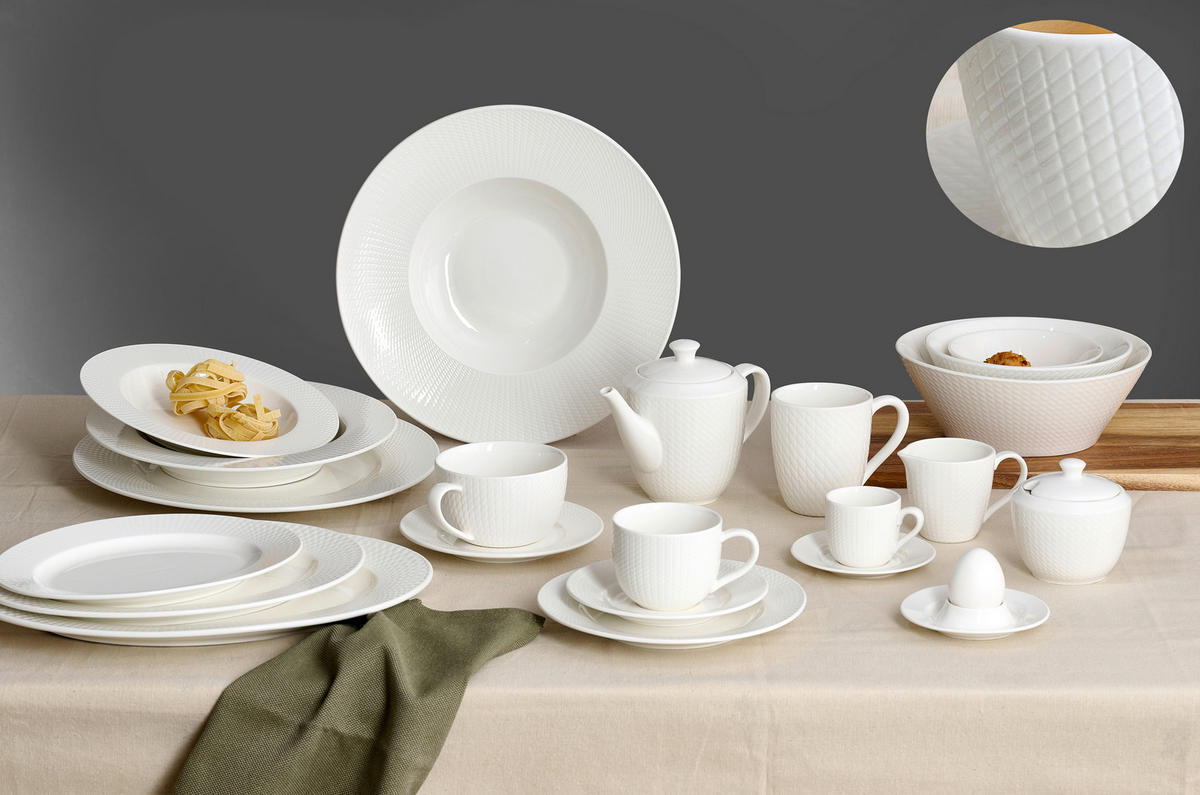 TAFELSERVICE Weiß Saphir 12-teilig  - Weiß, KONVENTIONELL, Keramik (28,5/20,5/28,5cm) - Ritzenhoff Breker