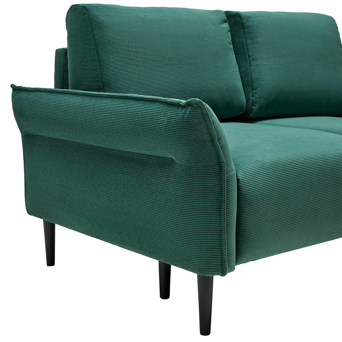 2-SITZER-SOFA Cord Dunkelgrün  - Dunkelgrün/Schwarz, Modern, Holz/Textil (150/85/92cm) - MID.YOU