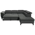 ECKSOFA Anthrazit Mikrovelours  - Anthrazit/Schwarz, KONVENTIONELL, Kunststoff/Textil (274/231cm) - Carryhome