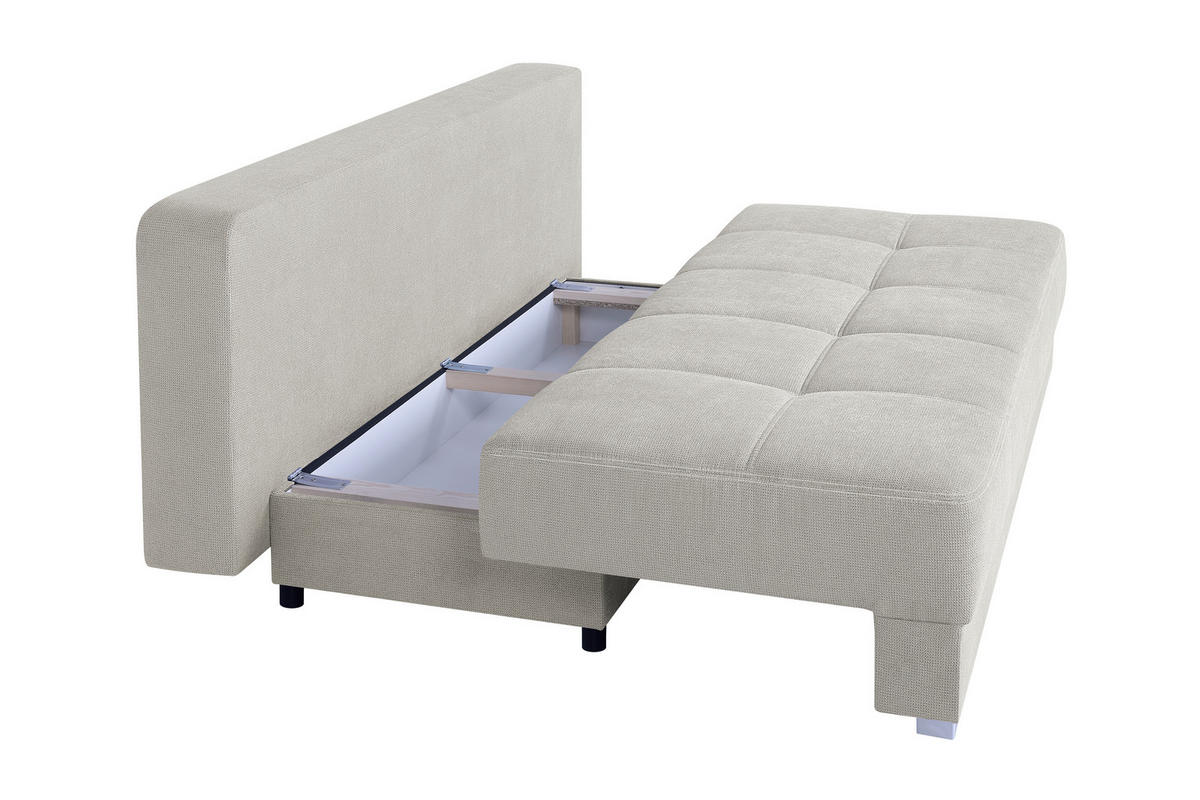 SCHLAFSOFA  mit Webstoff Creme  - Chromfarben/Creme, Design, Kunststoff/Textil (200/90/110cm) - P & B