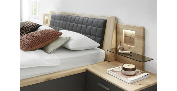 SCHLAFZIMMER Eichefarben, Schieferfarben - Schieferfarben/Eichefarben, Design, Holz/Textil (180/200cm) - Dieter Knoll