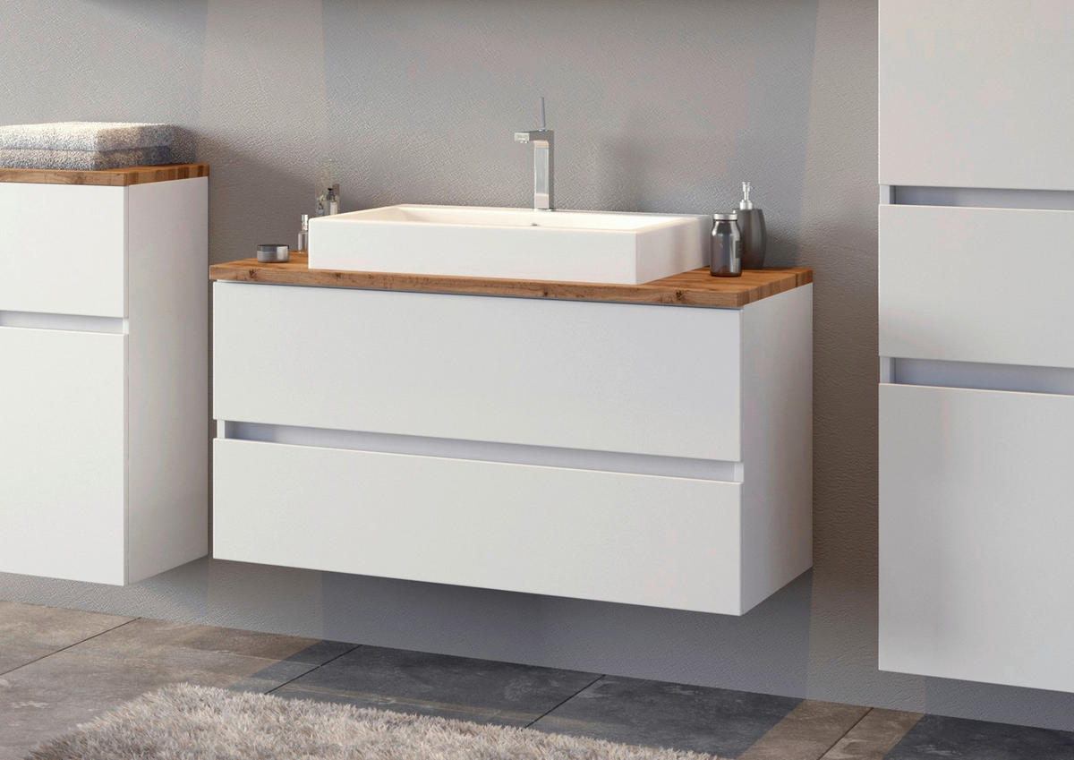 WASCHTISCHKOMBI 100 cm  - Eichefarben/Weiß, Basics, Keramik/Holzwerkstoff (100cm) - Held