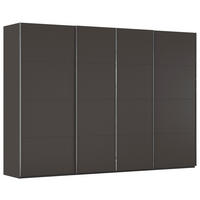 SCHWEBETÜRENSCHRANK 316/235/68 cm,  in Graphitfarben, 4 Tür(en)  - Chromfarben/Graphitfarben, Design, Holzwerkstoff/Metall (316/235/68cm) - Novel