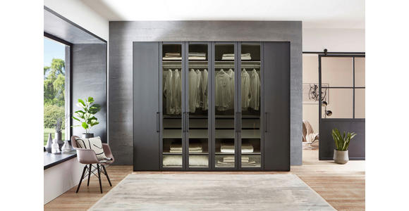 DREHTÜRENSCHRANK in Graphitfarben - Schwarz/Graphitfarben, KONVENTIONELL, Glas/Holzwerkstoff (300/236/58cm) - Novel