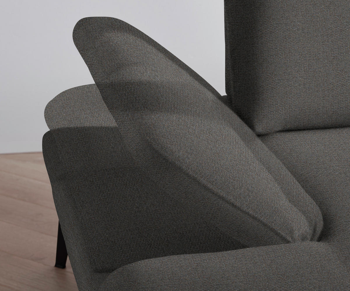 ECKSOFA in Chenille Dunkelgrau  - Dunkelgrau/Schwarz, Design, Textil/Metall (289/180cm) - Stylife