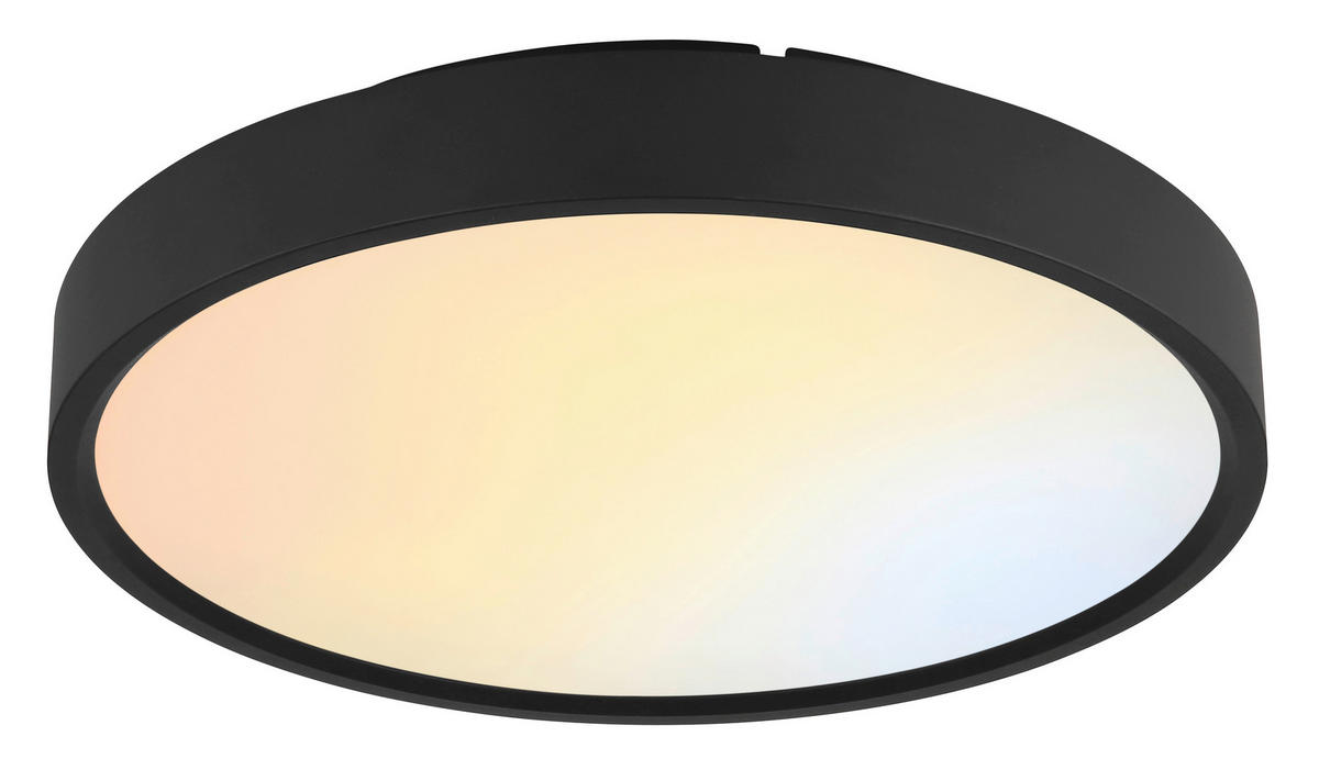 LED-DECKENLEUCHTE Jess 39/7,7 cm  - Opal/Schwarz, Design, Kunststoff/Metall (39/7,7cm) - Globo