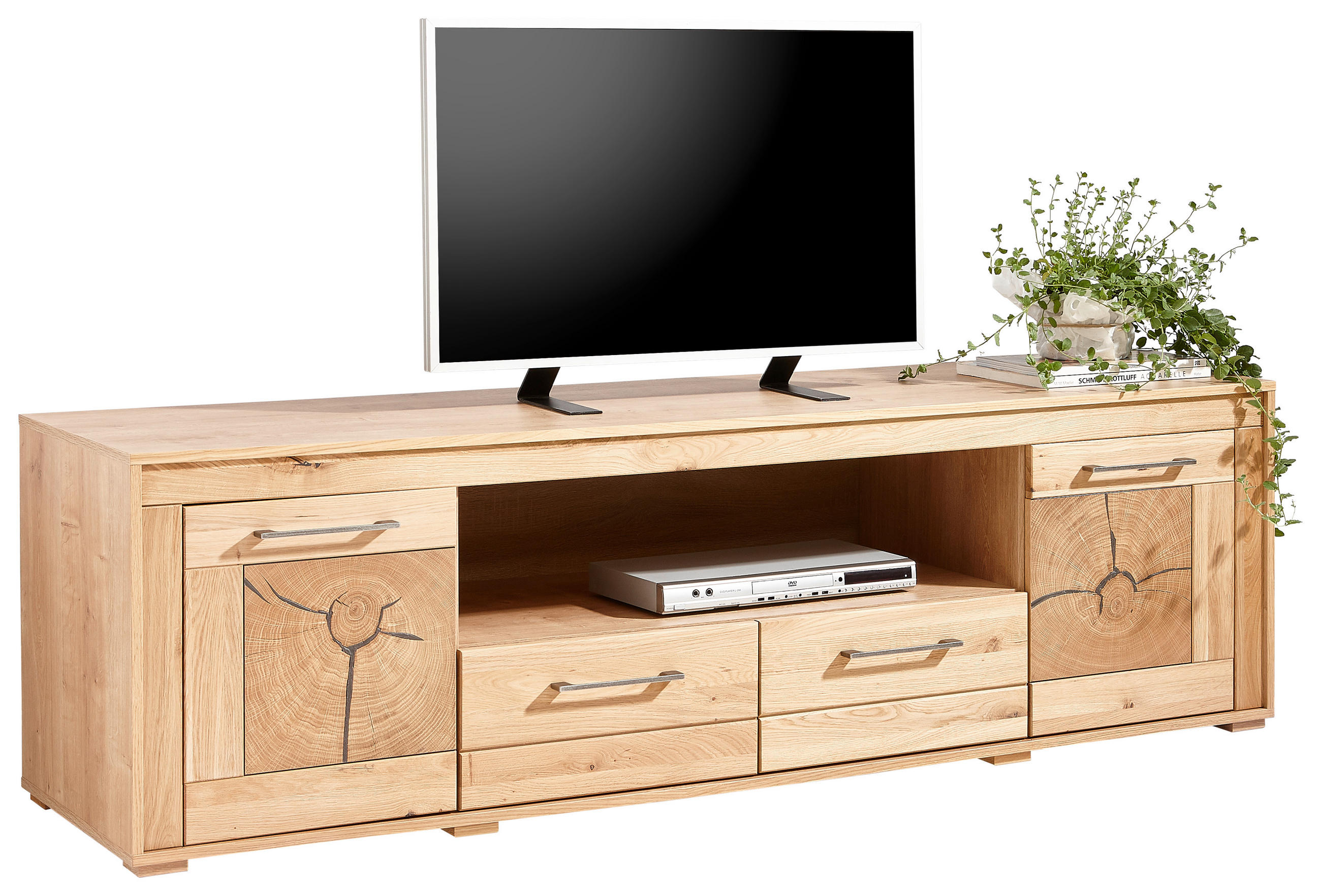 TV-ELEMENT - Edelstahlfarben/Eichefarben, KONVENTIONELL, Holz/Holzwerkstoff (177/57/50cm) - Livetastic