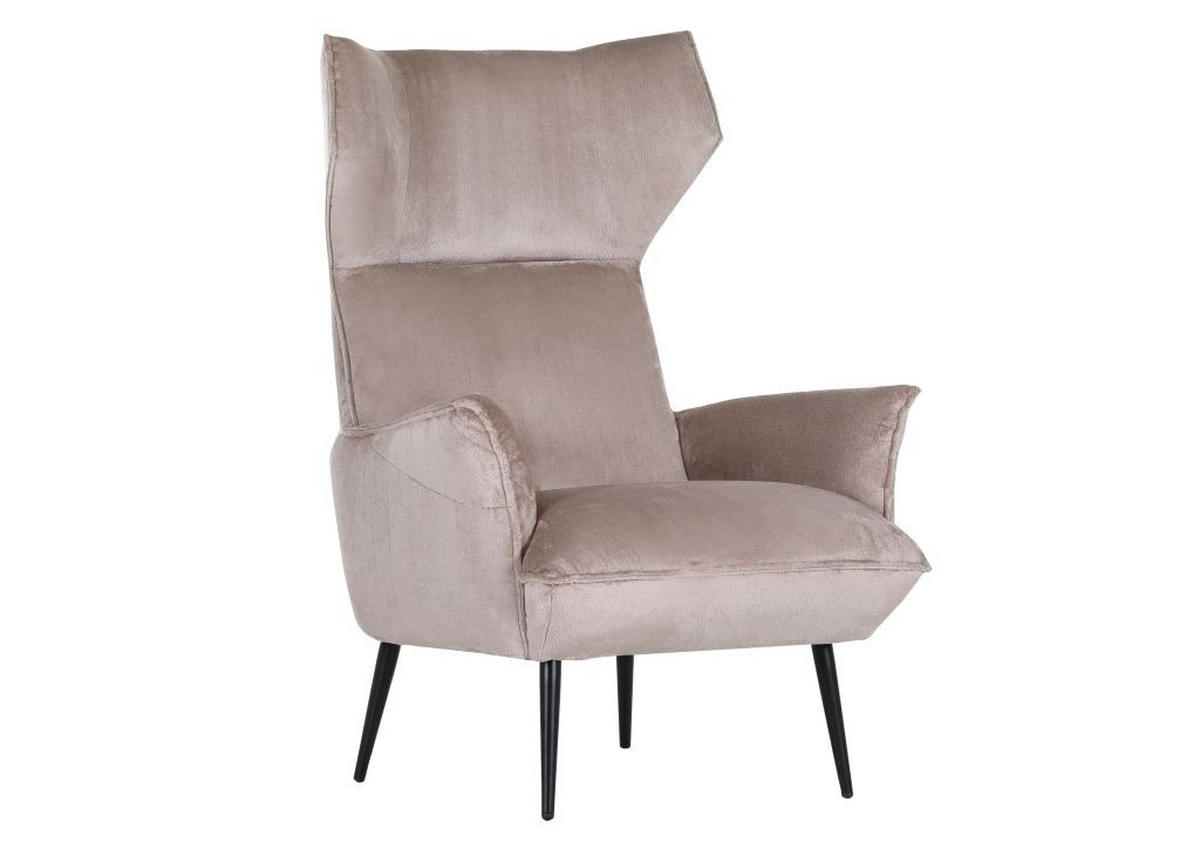 OHRENSESSEL in Plüsch Beige  - Beige/Schwarz, Konventionell, Textil/Metall (83/110/92cm) - MID.YOU