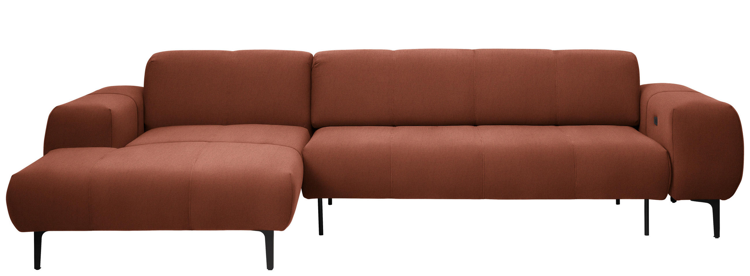 ECKSOFA in Chenille Cognac  - Cognac/Schwarz, Design, Textil/Metall (167/311cm) - Xora