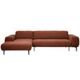 ECKSOFA in Chenille Cognac  167/311 cm  - Cognac/Schwarz, Design, Textil/Metall (167/311cm) - Xora