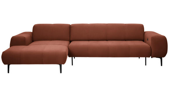ECKSOFA in Chenille Cognac  167/311 cm  - Cognac/Schwarz, Design, Textil/Metall (167/311cm) - Xora