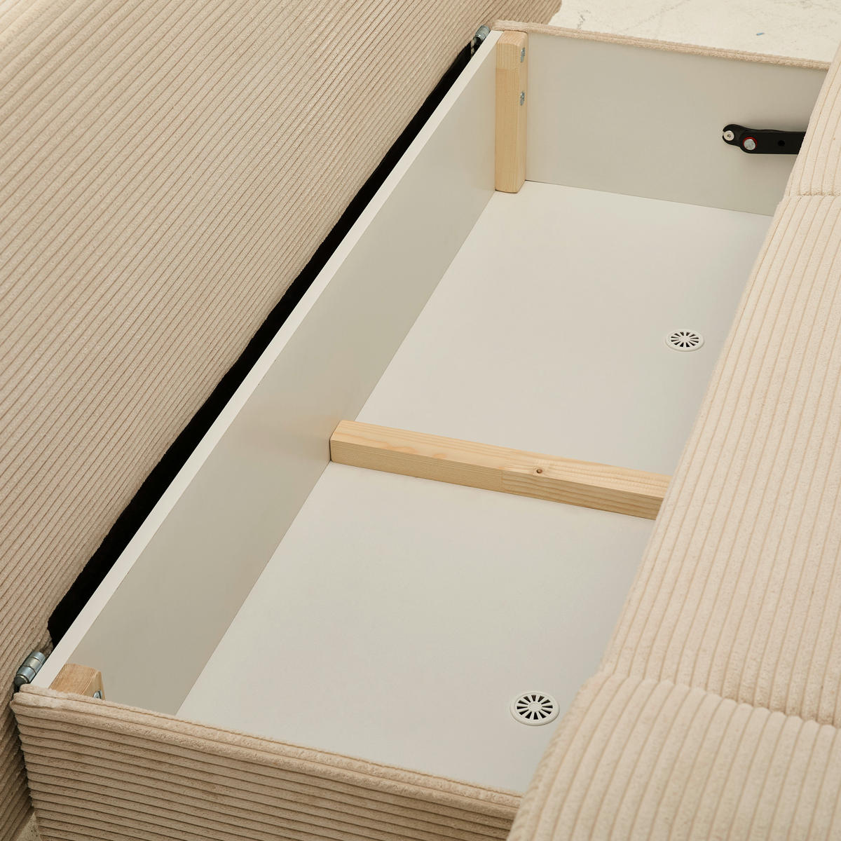 SCHLAFSOFA  mit Bettfunktion erhältlich Cord Hellgrau, Beige  - Chromfarben/Beige, Design, Textil/Metall (200/78/90cm) - Venda