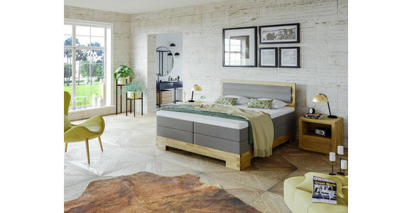 BOXSPRINGBETT 160/200 cm INKL. - Eichefarben/Grau, KONVENTIONELL, Holz/Textil (160/200cm) - Linea Natura