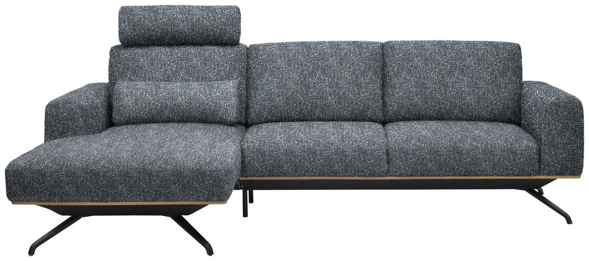 ECKSOFA Struktur Dunkelgrau  - Dunkelgrau/Schwarz, Design, Textil/Metall (157/262cm) - Novel