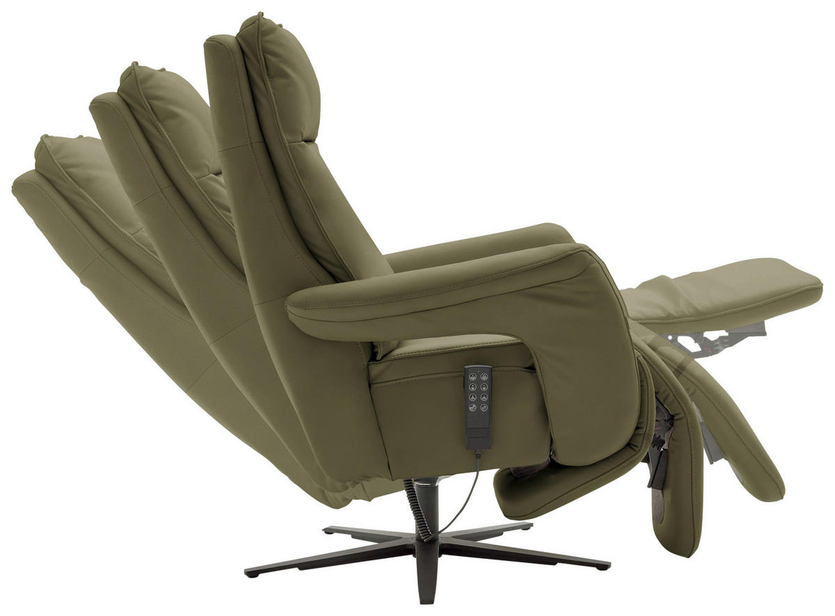 RELAXSESSEL in Leder Grün  - Schwarz/Grün, Design, Leder/Metall (83/116/87cm) - Valdera