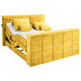 BOXSPRINGBETT 180/200 cm,  in Gelb, Matratze, Topper, motorische Verstellbarkeit, Fernbedienung, unterschiedliche Matratzenhärtegrade je Bettseite, Wendematratze mit unterschiedlichen Härtegraden, H2 + H3 = mittel + fest  - Gelb, KONVENTIONELL, Textil (18
