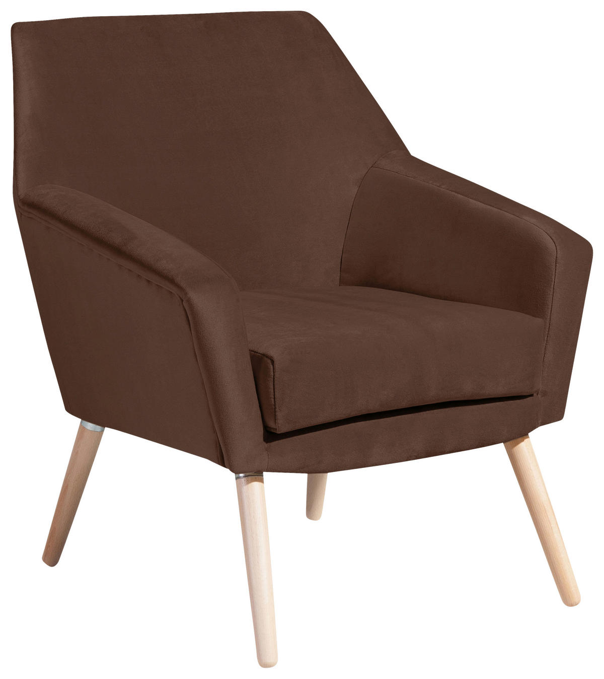 SESSEL Samt, Velours Braun, Buchefarben    - Buchefarben/Braun, Design, Holz/Textil (67/81/71cm) - Max Winzer