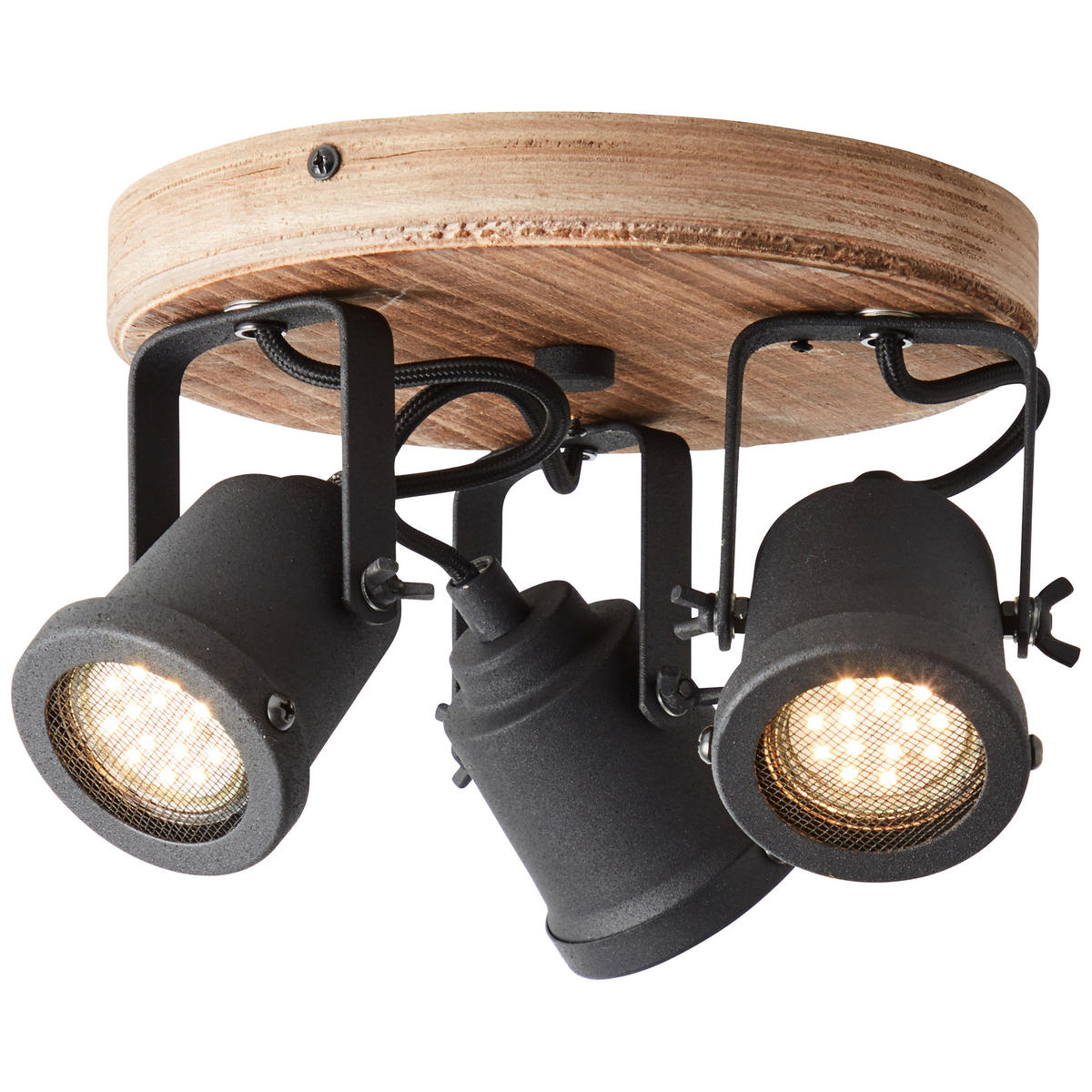 DECKENSTRAHLER Inge 26/13 cm   - Schwarz/Braun, KONVENTIONELL, Holz/Metall (26/13cm) - Brilliant