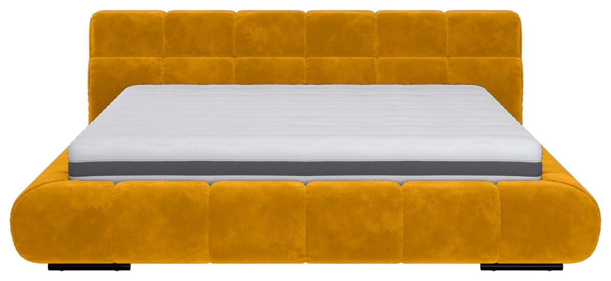 POLSTERBETT 200/200 cm,  in Currygelb,  - Currygelb/Schwarz, Design, Textil/Metall (200/200cm) - Belluti