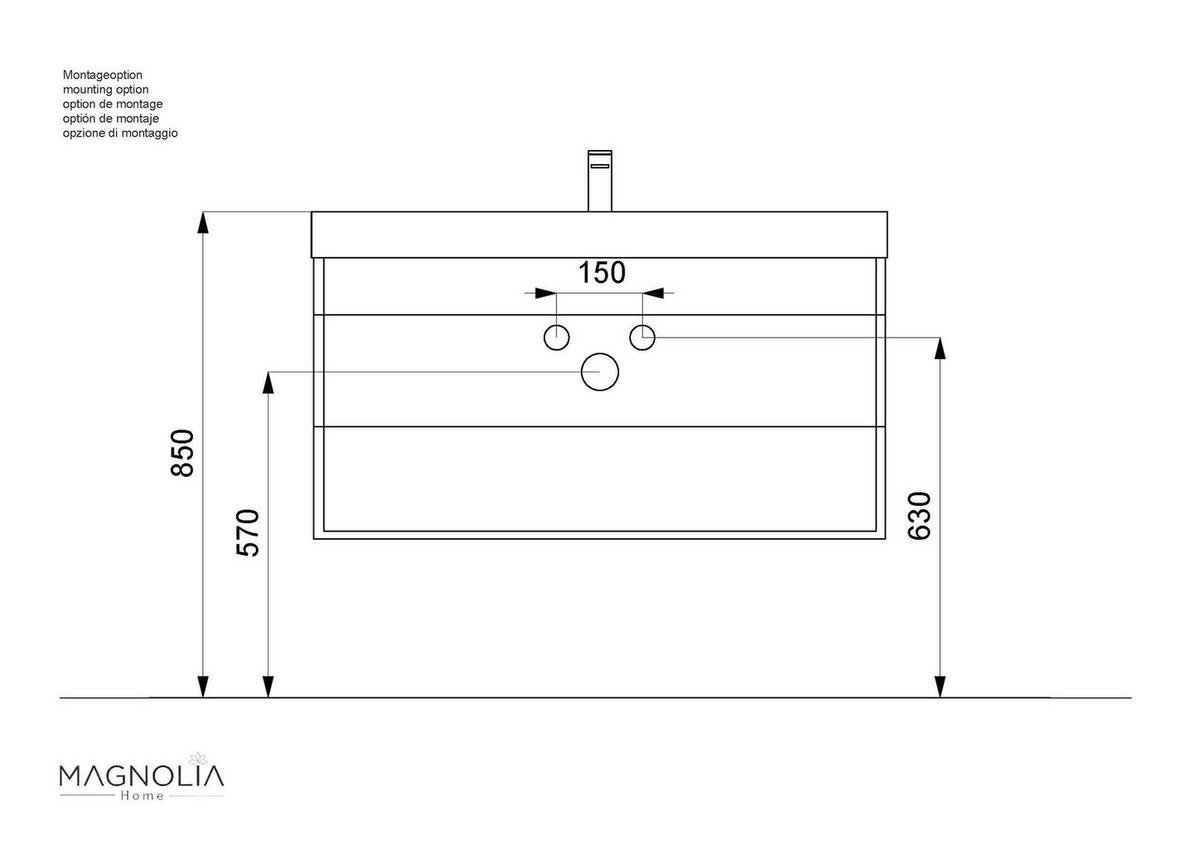 UMIVAL. ENOTA Z UMIVALNIKOM  - bela/barve grafita, Trend, kamen/kovina (100cm) - MID.YOU