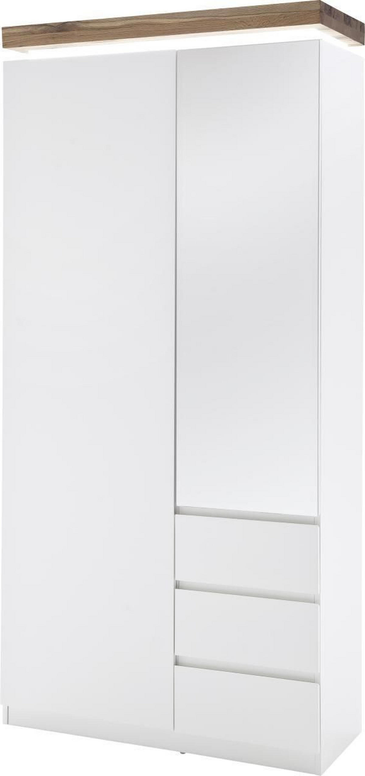 GARDEROBENSCHRANK 91/198/38 cm  - Eichefarben/Weiß, Design, Glas/Holz (91/198/38cm)