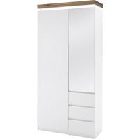 GARDEROBENSCHRANK Romina  in 91/198/38 cm  - Weiss/Eichefarben, Design, Glas/Holz (91/198/38cm) - Novel