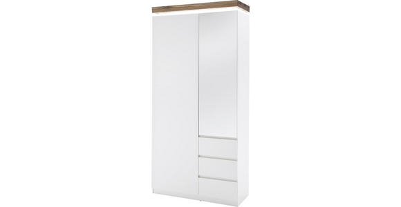 GARDEROBENSCHRANK 91/198/38 cm  - Eichefarben/Weiß, Design, Glas/Holz (91/198/38cm) - Novel