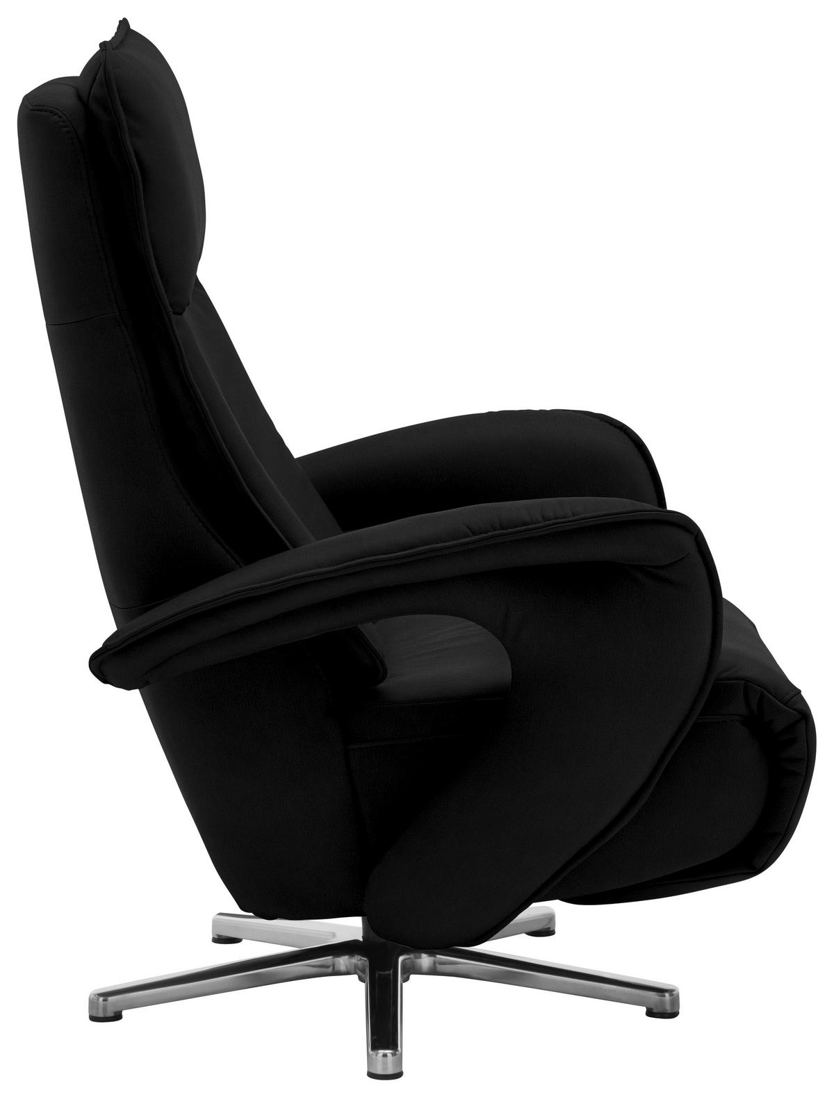 RELAXSESSEL in Leder Schwarz  - Chromfarben/Schwarz, Design, Leder/Metall (77/110/87cm) - Valdera