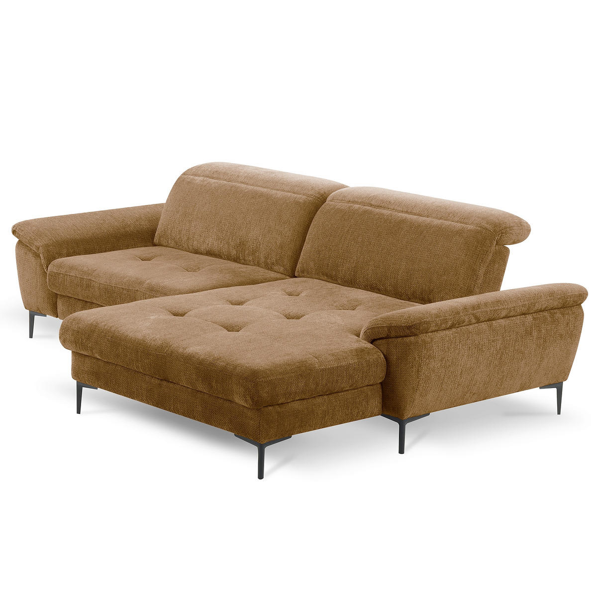 ECKSOFA  Webstoff Rostfarben  - Rostfarben/Schwarz, Design, Textil/Metall (268/195cm) - Livetastic
