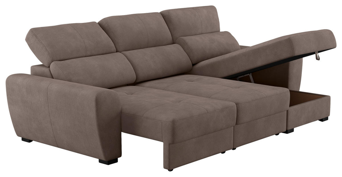 ECKSOFA Taupe Mikrofaser  - Taupe/Schwarz, KONVENTIONELL, Kunststoff/Textil (285/177cm) - Carryhome
