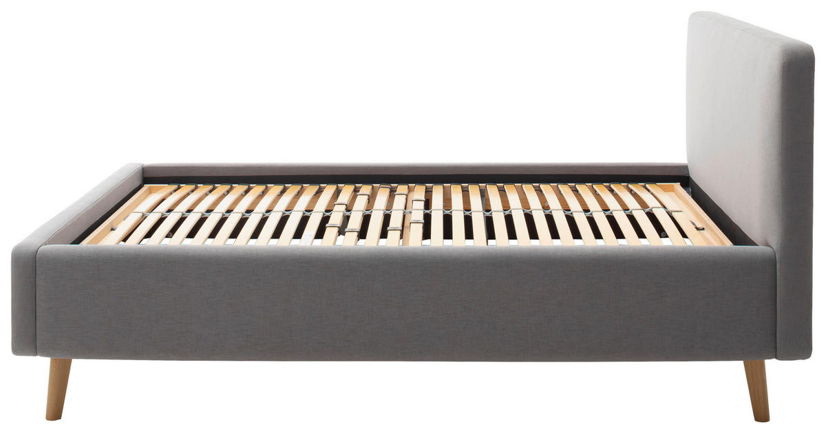 POLSTERBETT Lattenrost, Bettkasten Hellgrau 140/200 cm  - Eichefarben/Hellgrau, Design, Holz/Textil (140/200cm) - Livetastic