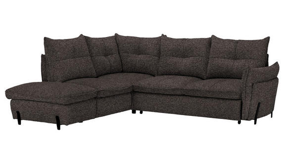 ECKSOFA in Bouclé Dunkelbraun  - Dunkelbraun/Schwarz, Design, Textil/Metall (220/250cm) - Xora