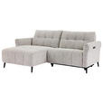 ECKSOFA  in Webstoff Grau Rücken echt, Armteilverstellung, Relaxfunktion  156/220 cm  - Schwarz/Grau, Design, Textil/Metall (156/220cm) - Carryhome
