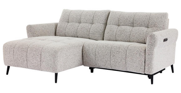 ECKSOFA  in Webstoff Grau Rücken echt, Armteilverstellung, Relaxfunktion  156/220 cm  - Schwarz/Grau, Design, Textil/Metall (156/220cm) - Carryhome