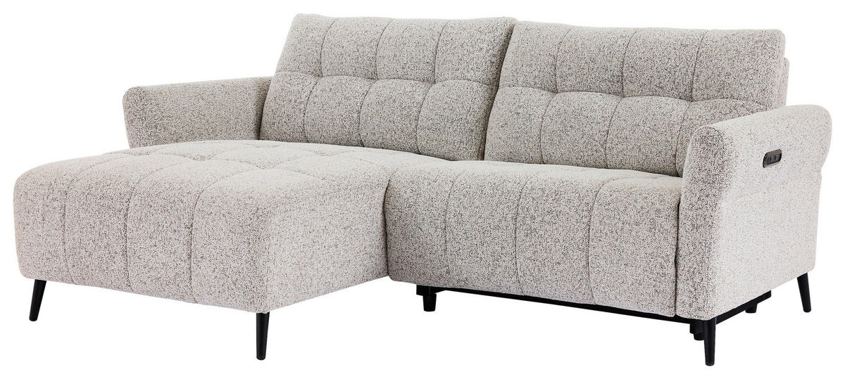 ECKSOFA in Webstoff Grau  156/220 cm  - Grau/Nickelfarben, Design, Textil/Metall (156/220cm) - Carryhome