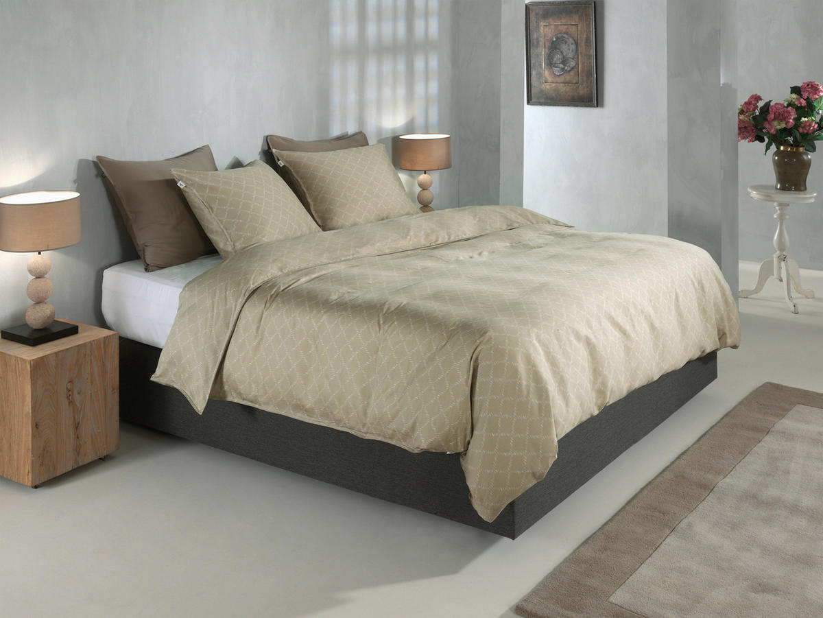 BETTWÄSCHE 2-teilig Linea-di-Satinado Makosatin 135/200 cm  - Sandfarben, Basics, Textil (135/200cm)