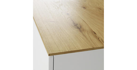 KOMMODE Eiche furniert Weiß, Eichefarben - Eichefarben/Alufarben, Design, Holz/Holzwerkstoff (90/95/43cm) - Novel