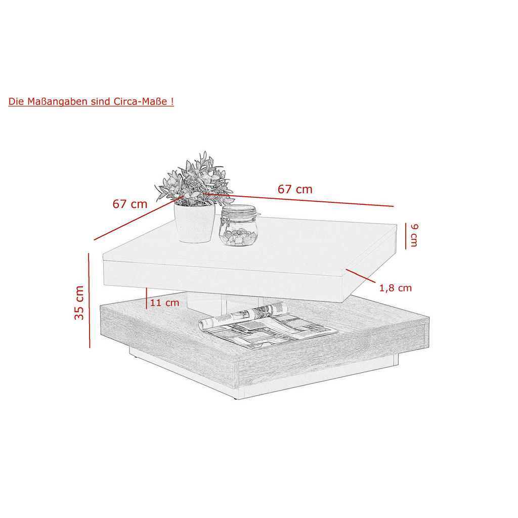 Thumbnail - Boxxx Couchtisch, Weiß, Holzwerkstoff, quadratisch, Sockel, 67x35x67 cm, Wohnzimmer, Wohnzimmertische, Couchtische