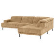 ECKSOFA Hellbraun Chenille Kopfteilverstellung, Sitztiefenverstellung  - Hellbraun/Schwarz, Design, Textil/Metall (307/243cm) - Xora