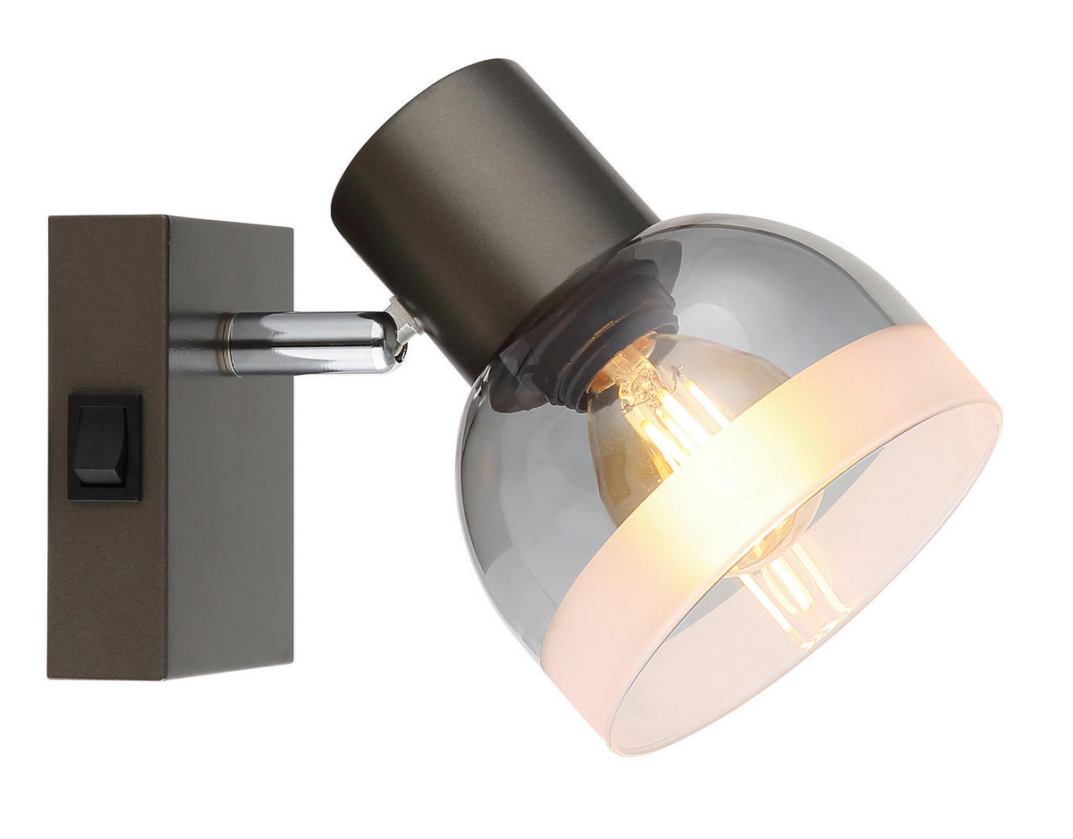 STRAHLER Kairo 10/14/12 cm  - Chromfarben/Schwarzchrom, Design, Glas/Metall (10/14/12cm) - Globo